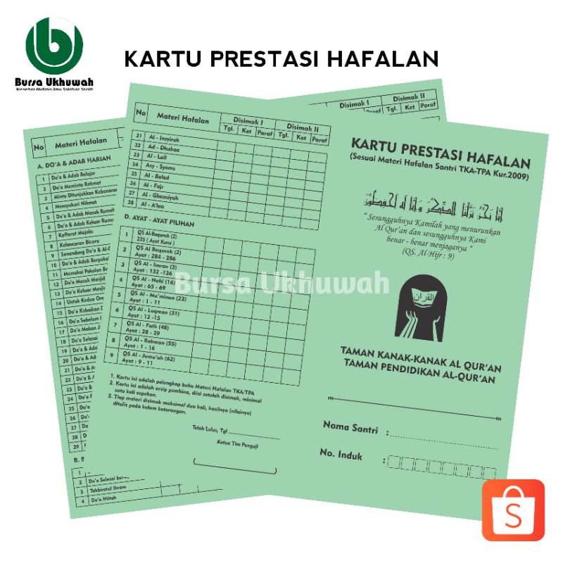 

KARTU PRESTASI HAFALAN 28 SURAH