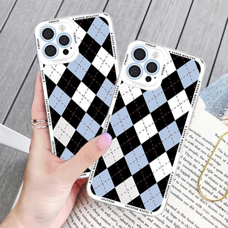 Case Pelindung Motif Belah Ketupat Warna Hitam Putih Untuk Redmi 10C Note 11 Pro 11S Note10 5G Note9 Note8 Note7 Poco X3 GT X3NFC X3Pro M3 F3 9T 9A 9C