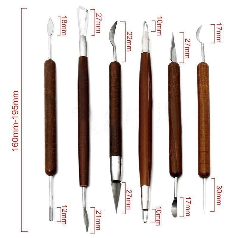 6pcs Pottery Clay Tools Set Sculpting Carving Tools for Brush Modeling Dot Nail Art Clay Carving Tool Ceramic Clay Diy Tool Assorted