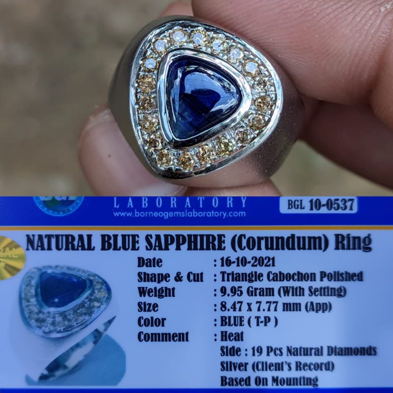 Cincin Blue Sapir + Berlian Martapura