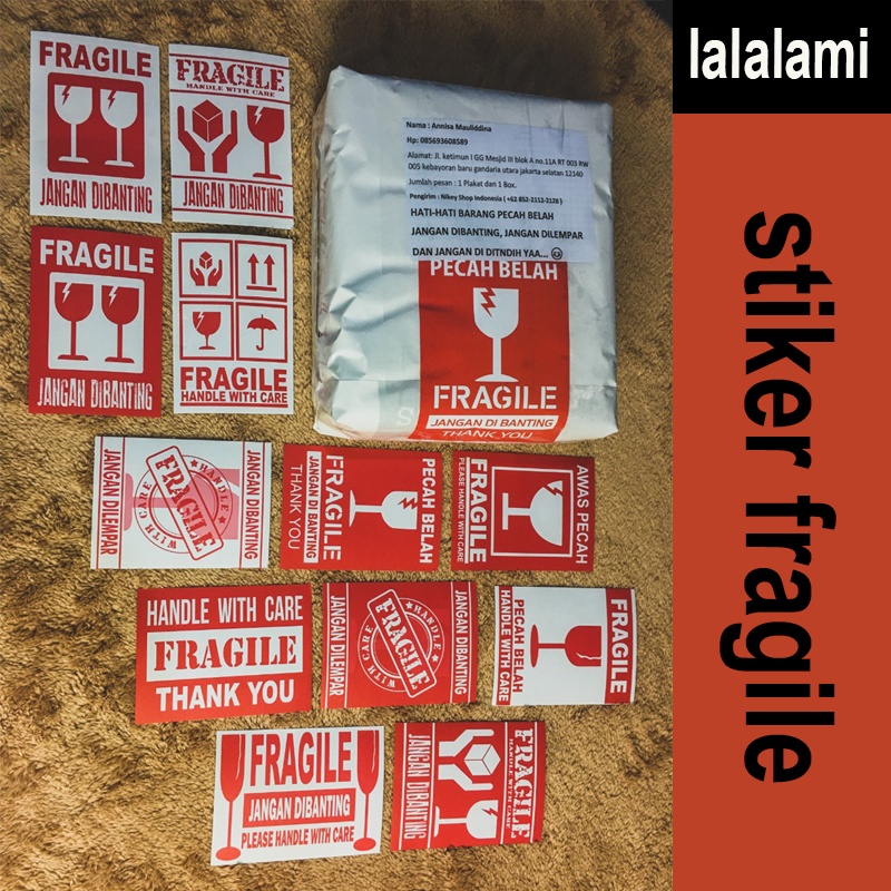 

100pcs STIKER FRAGILE, STIKER LABEL, STICKER FRAGILE UNTUK PENGIRIMAN BARANG PECAH BELAH