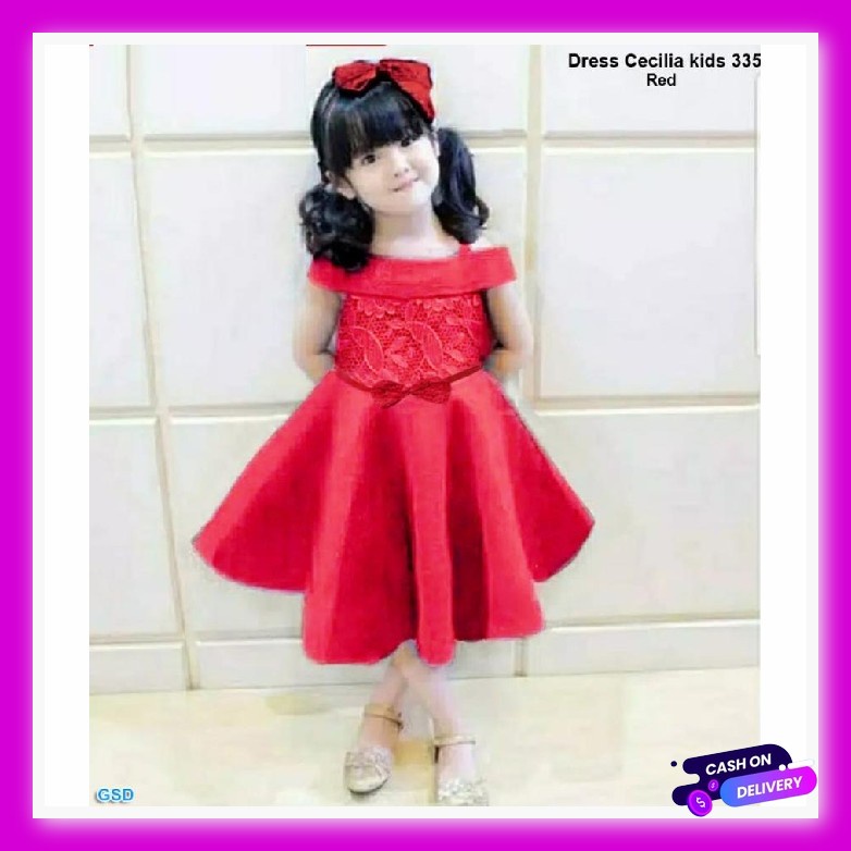 Christmas 2021 Ziel Kids - Flora Dress / Dress Anak / Gaun Natal Baju Terusan Dress Anak Perempuan /