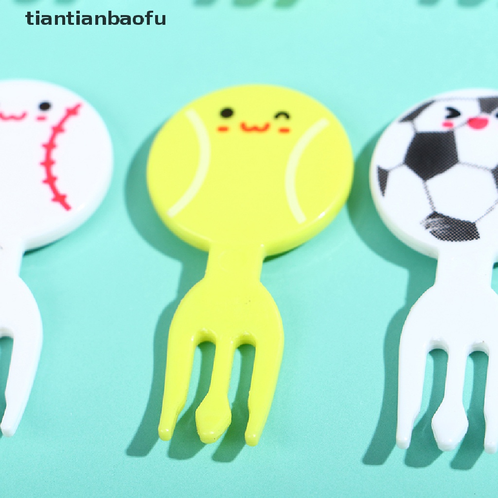 [tiantianbaofu] 8Pcs Mini Football Sport Fruit Fork Cartoon Snack Cake Dessert Food Toothpick Boutique