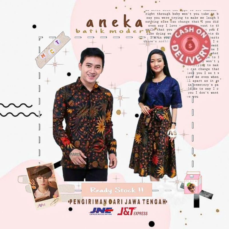 COUPLE BATIK BROKAT BRUKAT PREMIUM PRIMISIMA BIRU DONGKER NAVI NAVY BATIK SARIMBIT PESTA MURAH