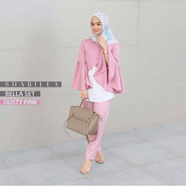 Shabilla set dusty pink +celana