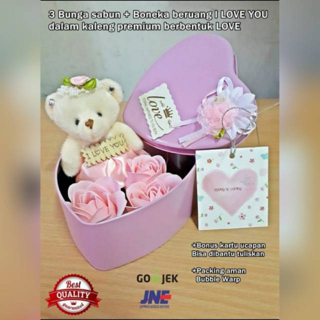 3 Sabun Bunga Mawar 1 Boneka Beruang Dengan Tulisan I Love You Shopee Indonesia