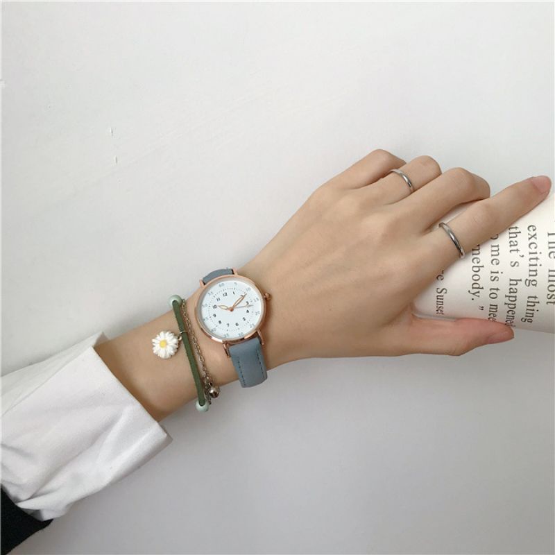 (BISA COD) Jam Tangan Wanita Strap Kulit Fashion Import Korea Kekinian Murah Quartz