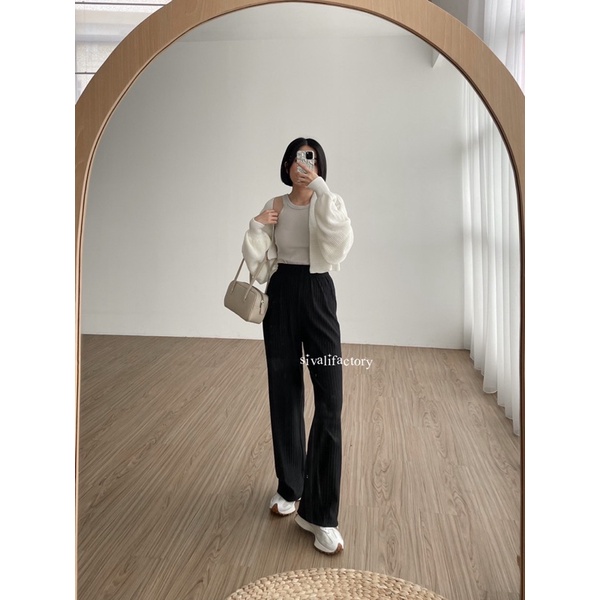 SIVALI Bora Pants | Celana Kulot Knit Wanita Tebal 1800 - Celana Kulot Highwaist