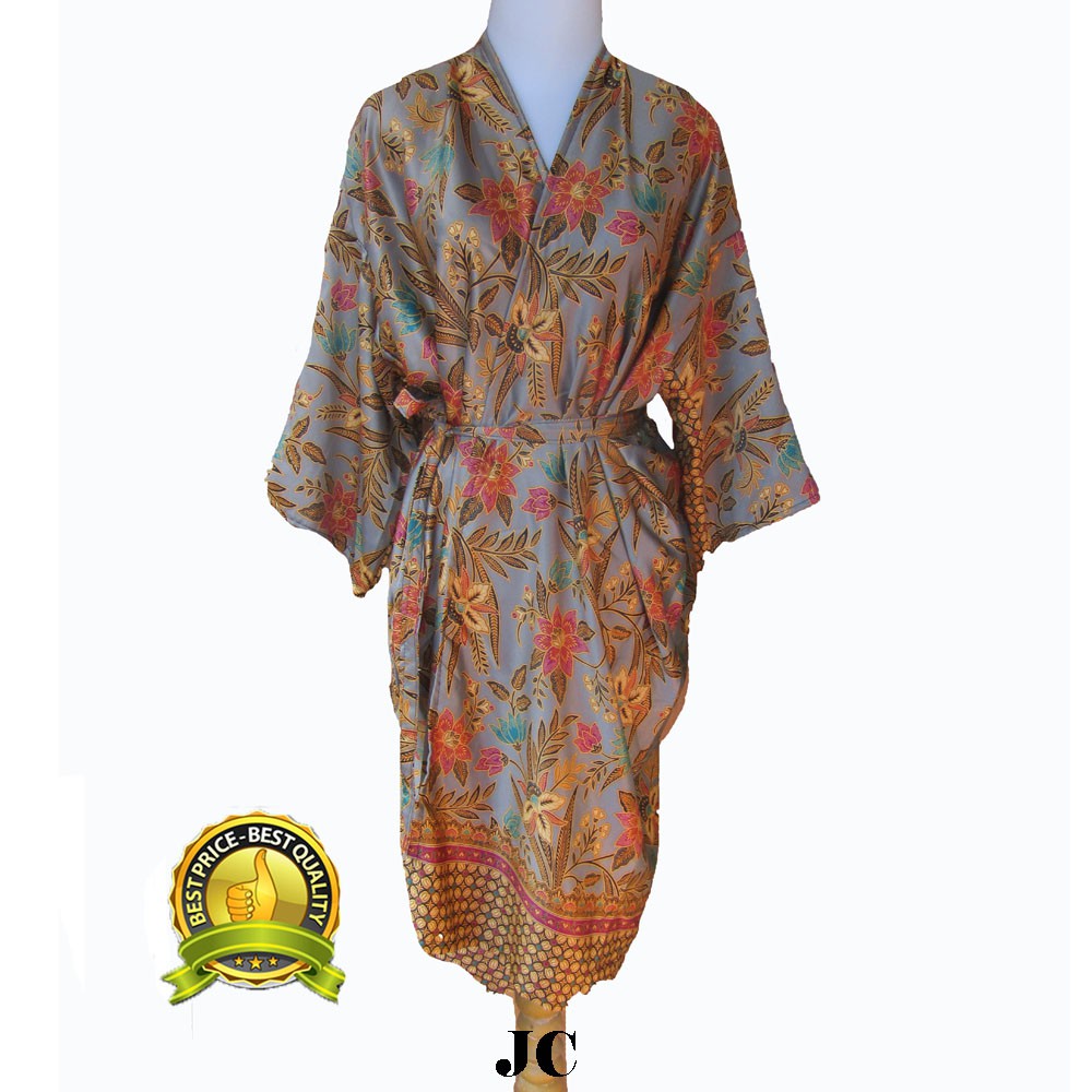 BBB-kimono pendek wanita motif batik warna coklat cetar