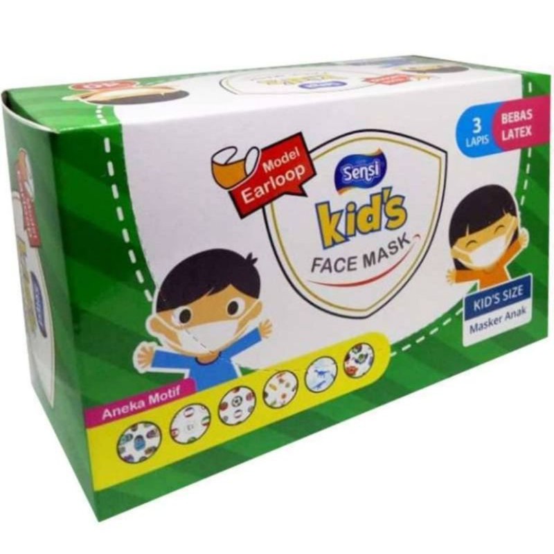 Masker Kids Sensi Earloop 1 boks isi 40 pcs