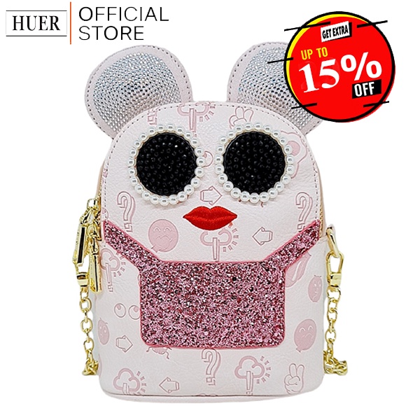 HUER ~ Wouny Eye Theme Printed Sling Bag 9454-251Pink