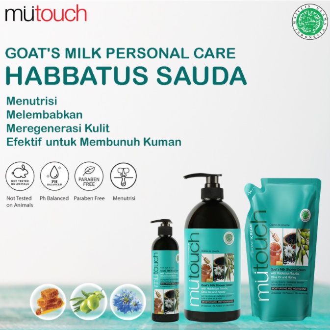 MUTOUCH Goat's Milk Shower Body Cream - Krim Sabun Mandi Pembersih Pelembab Kulit Tubuh