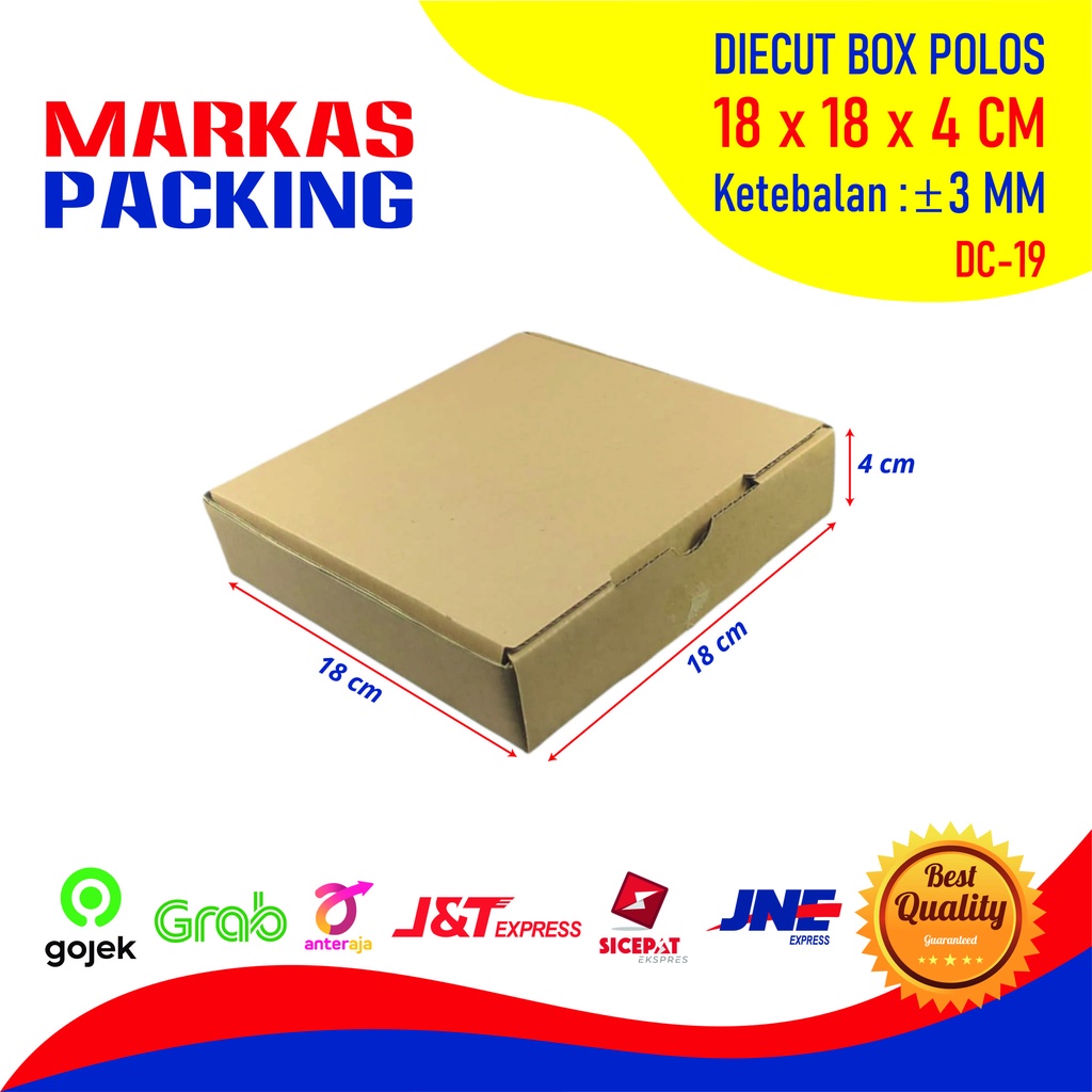 

Kardus Box Die Cut 18x18x4 CM Dus Makanan Pizza Packing Polos