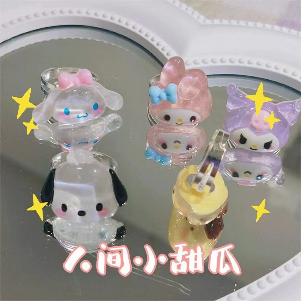 Cincin Pasangan Desain Kartun Kucing Melody Kuromi Jepang Untuk Wanita