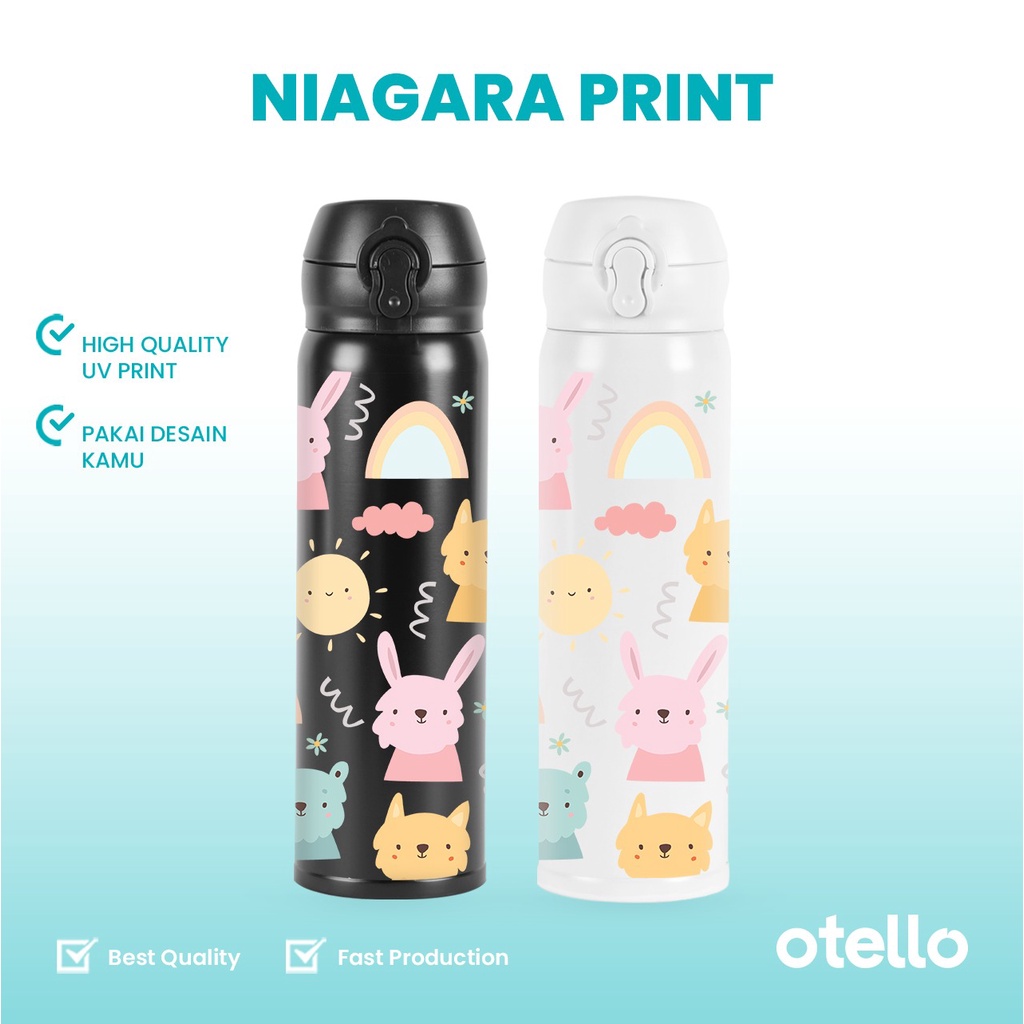 Custom Tumbler Niagara Print Botol Minum 500 ml Otello Tambler Thumbler Water Bottle BPA Free Termos Tumblr Grafir Nama Logo Stainless Steel