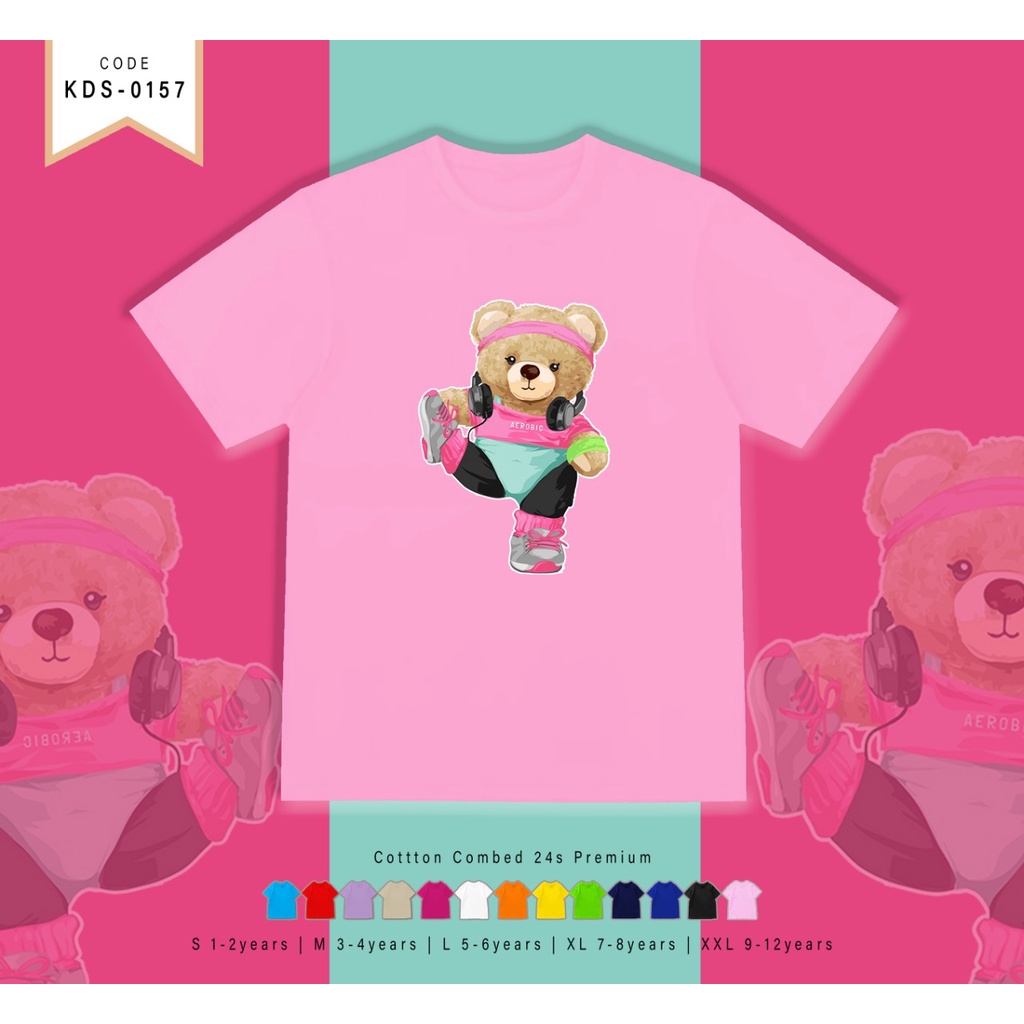 T-SHIRT / KAOS ANAK-ANAK TERMURAH BERGAMBAR BEAR SENAM - TERIMA CUSTOM KAOS KELUARGA