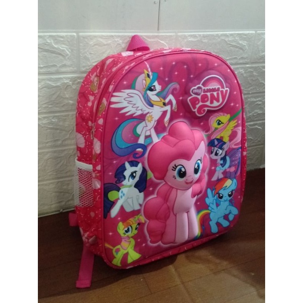 Tas ransel 3D Troly tas dorong anak SD Karakter kuda pony tiga Dimensi