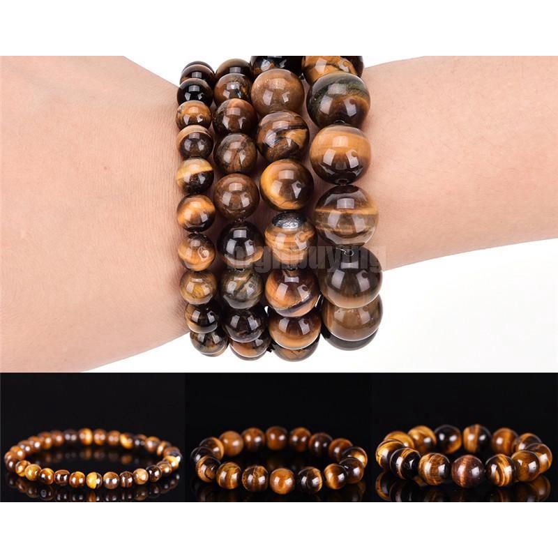 Natural Tiger Eye Stone Lucky Bless Beads Unisex Jewelry Bracelet Bangle