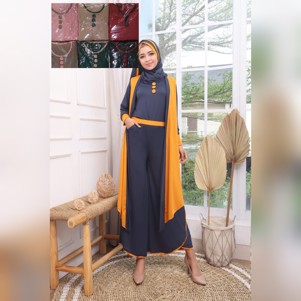 selena fashion baju muslim bahan lemon skin 4in1 fit XL satu set