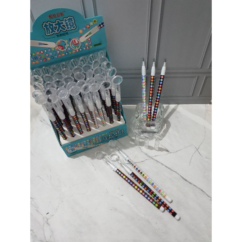 (48pc) pensil lantu susun ada tutup kaca pembesar/pensil cabut pasang/lantu/pensil susun-1