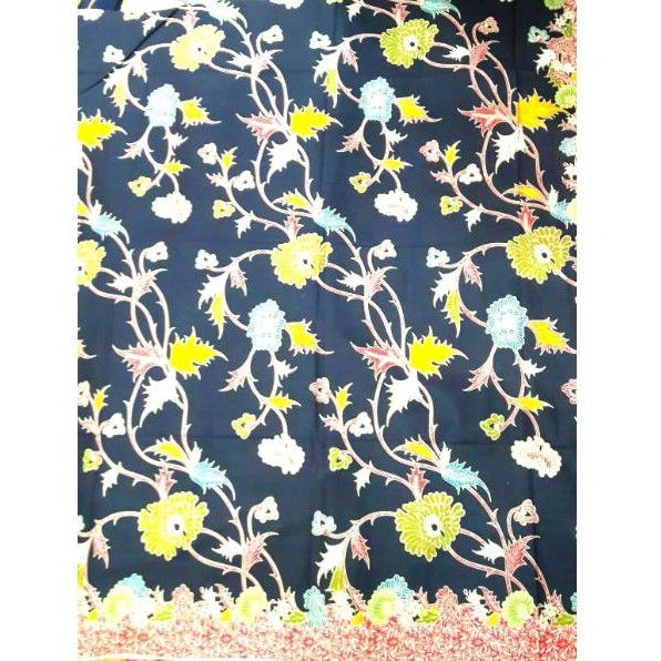 batik santoso hitam manis motif daun rambat hitam