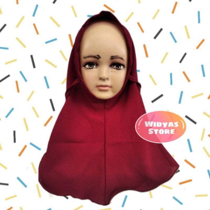 Jilbab Anak Bayi Bergo Tasya Diamond 1-4 Tahun-Maroon