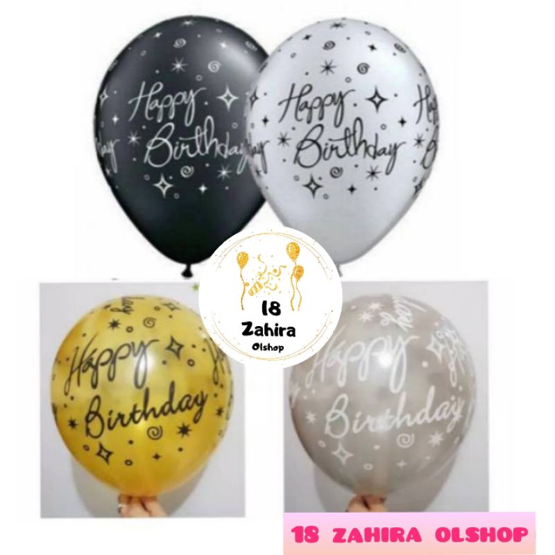 Balon latex happy birthday / balon latex tulisan happy birthday