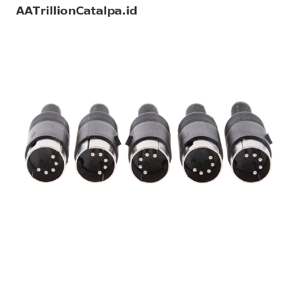 Aatrillioncatalpa 5pcs Konektor Plug 5 Pin male DIN Dengan Gagang Plastik