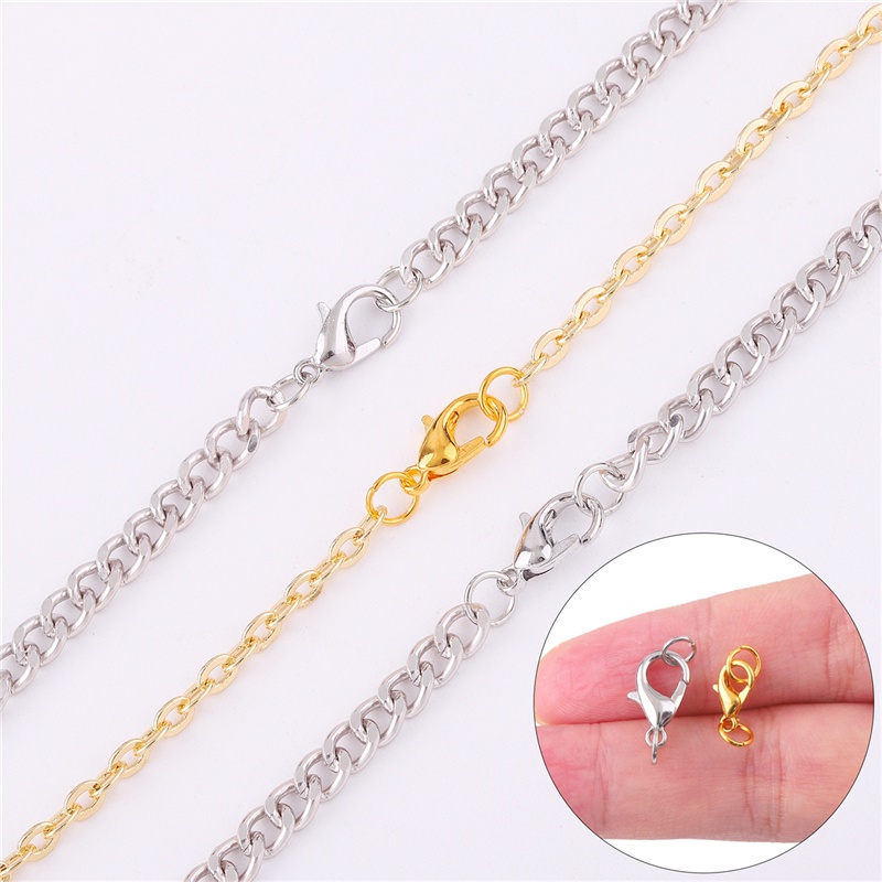 10 Set / Lot 10 12 14mm Lobster Clasp Dengan Jump Ring Konektor Untuk Membuat Perhiasan Gelang Kalung Rantai