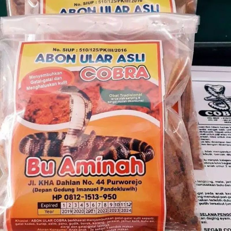 

ABON ULAR COBRA ASLI BU AMINAH 200 GRM OBAT GATAL KULIT