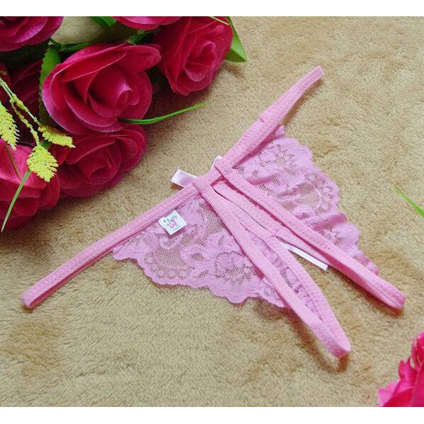 Victoria G-String Wanita Lace Transparan Open Celana Dalam Panties Import 3040