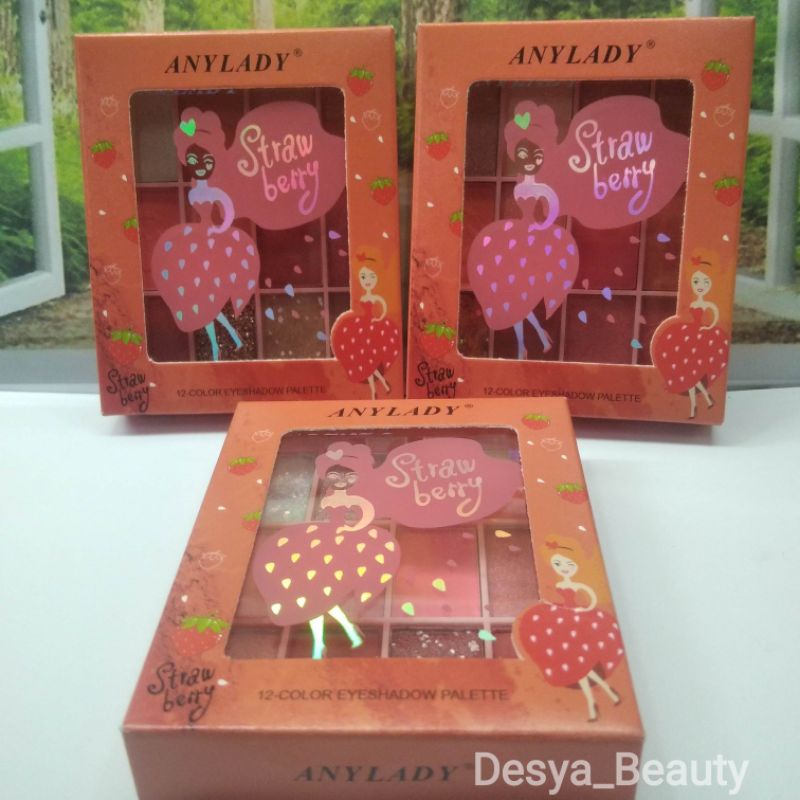 EYESHADOW ANYLADY STRAW BERRY 12 COLOR EYESHADOW PALETTE
