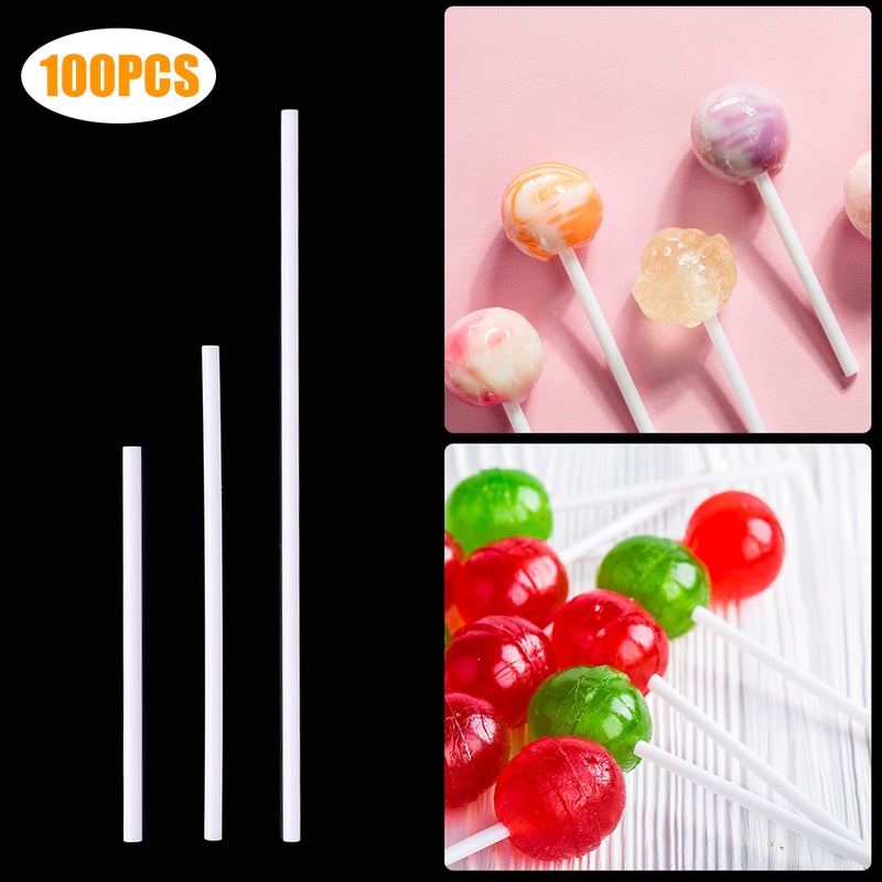 Stik Lolipop Bahan Plastik Warna Putih Sekali Pakai Ukuran 80 / 100 / 150mm