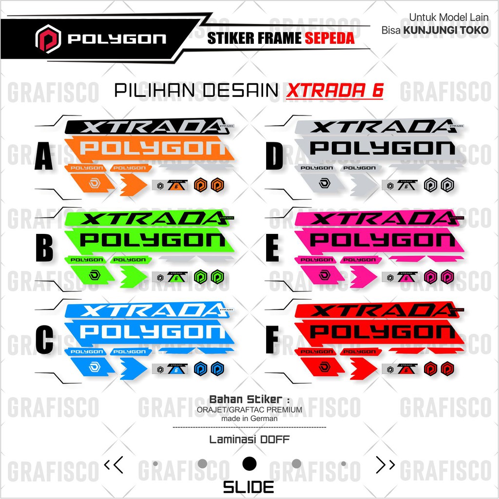 Decal Stiker frame Polygon Xtrada 6 Tahun 2019 - 2020 FX2
