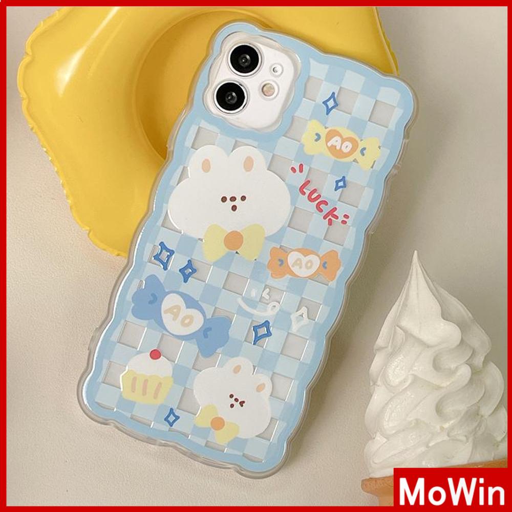 iPhone Case Silicone Soft Case Clear Case Wave Non-Slip Shockproof Camera Full Coverage Protection Bear Cute Blue For iPhone 13 Pro Max iPhone 12 Pro Max iPhone 11 iPhone 7 Plus