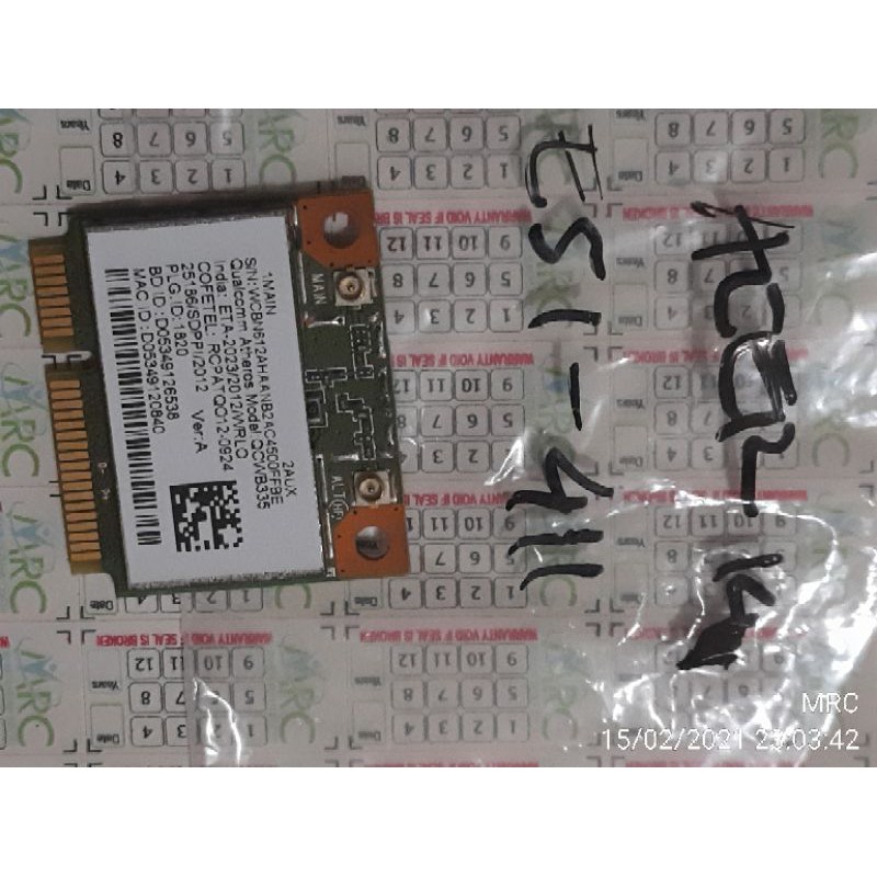 Qualcomm Atheros QCWB335 b g n Wireless  bluetooth 4.0 PCIe Half WCBN612AH ONE Antenna