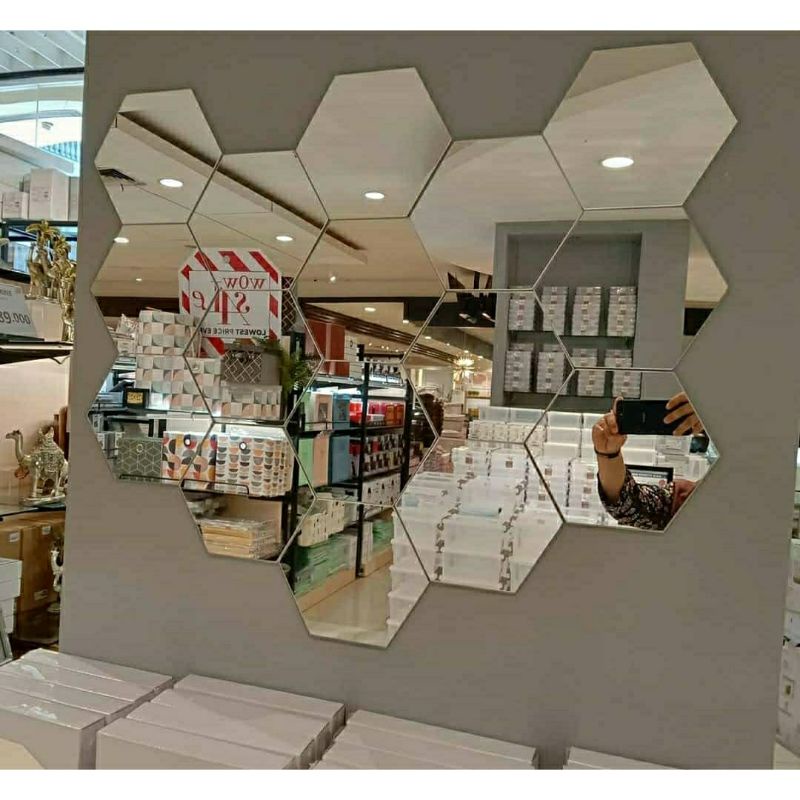 Informa Cermin Dinding Dekorasi Hexagonal 20x17.3 Cm Set 8 Pcs / Cermin Hexagon / Informa Hiasan Kac