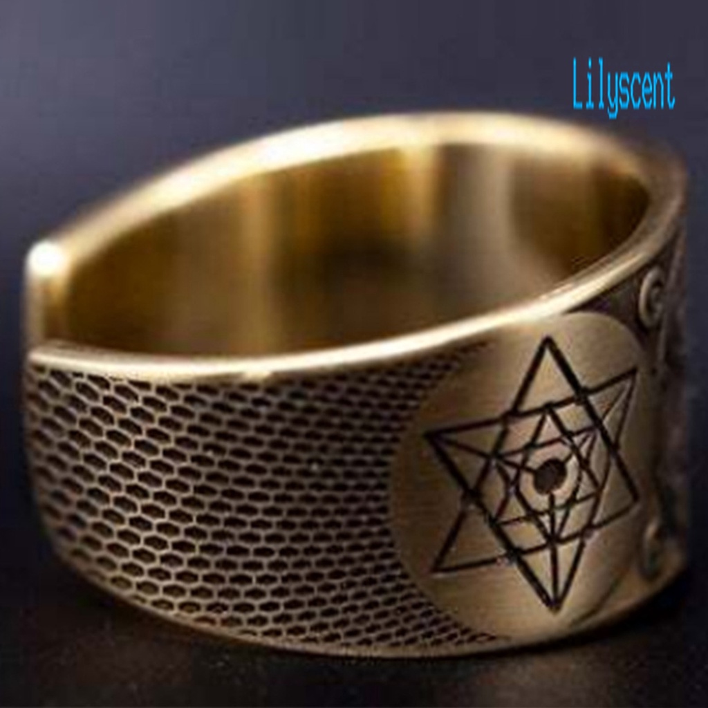 Cincin Model Terbuka Bahan Alloy Desain Hexagram Gaya Vintagepunk Adjustable Untuk Priawanita