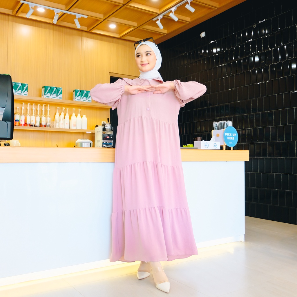 (MSB) GAMIS VIVY MIDI DRESS REMAJA WANITA CRINCLE AIRFLOW