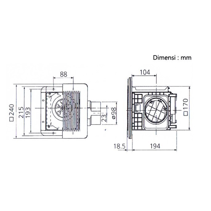 KDK CEILING EXHAUST FAN PLAFON SIROCCO 17CDQN 17 CDQN