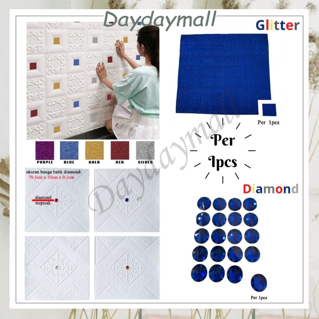 DD520 Aksesoris Wallpaper Sticker motif Permata Per 1 Pcs