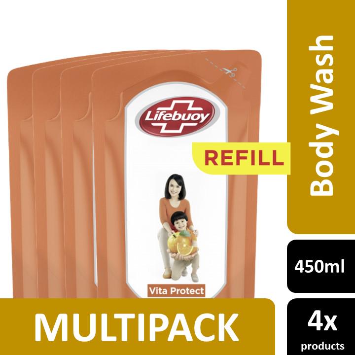 Lifebuoy Vita Protect Refill 450 ml Sabun Cair (Paket Isi 4)