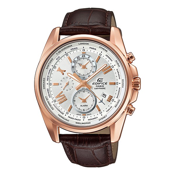 Casio Edifice Jam Tangan Pria Cokelat Kulit EFB-301JL-7A Original