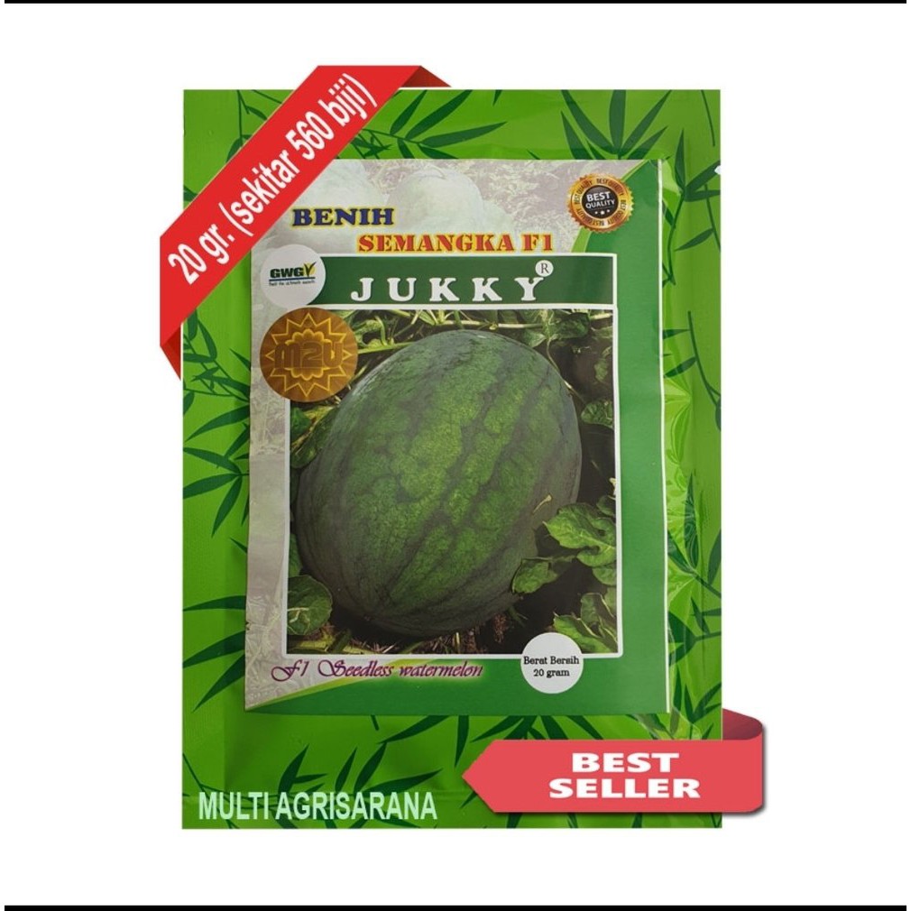 Order Langsung Benih Bibit Semangka Non Biji Bersertifikat F1 JUKKY 20 gr. Limited