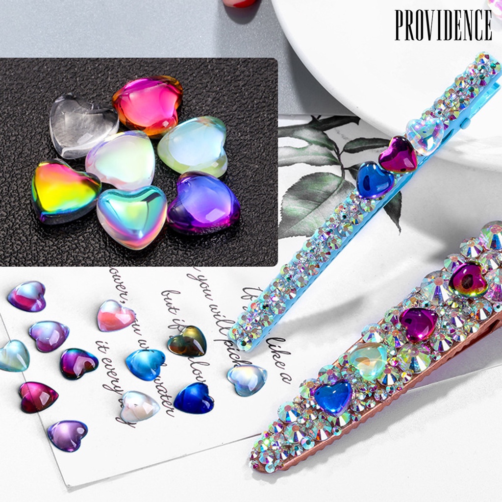 Providence 50Pcs / Set Hiasan Kuku Bentuk Hati Bahan Kaca Untuk Dekorasi Nail Art / Manicure DIY