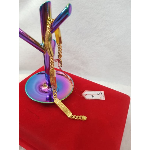 GL1141H111H gelang rantai emas asli plat motif kombinasi emas putih 17.7cm kadar 70% 16k tok 700 L