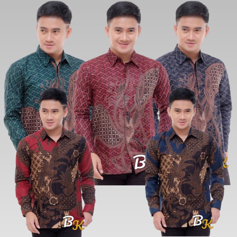 Kemeja Batik Pria Modern Lengan Panjang Casual Modis Slim Fit Trendy Masa Kini OL 162