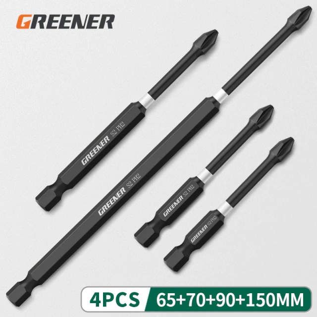 GREENER Kepala Mata Obeng Magnetic Screwdriver Bit 65 70 90 150 mm - PH2 - Black