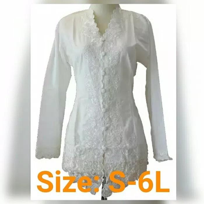 Kebaya Encim Modern Warna Putih Dan Hitam Jumbo 092