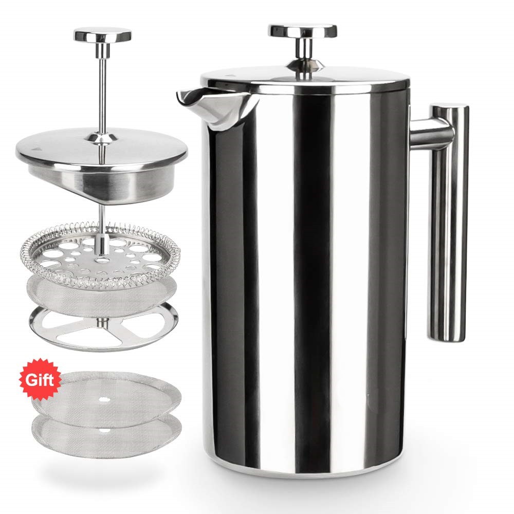 French Press Kopi Teh Full Stainless Steel Elegant Anti